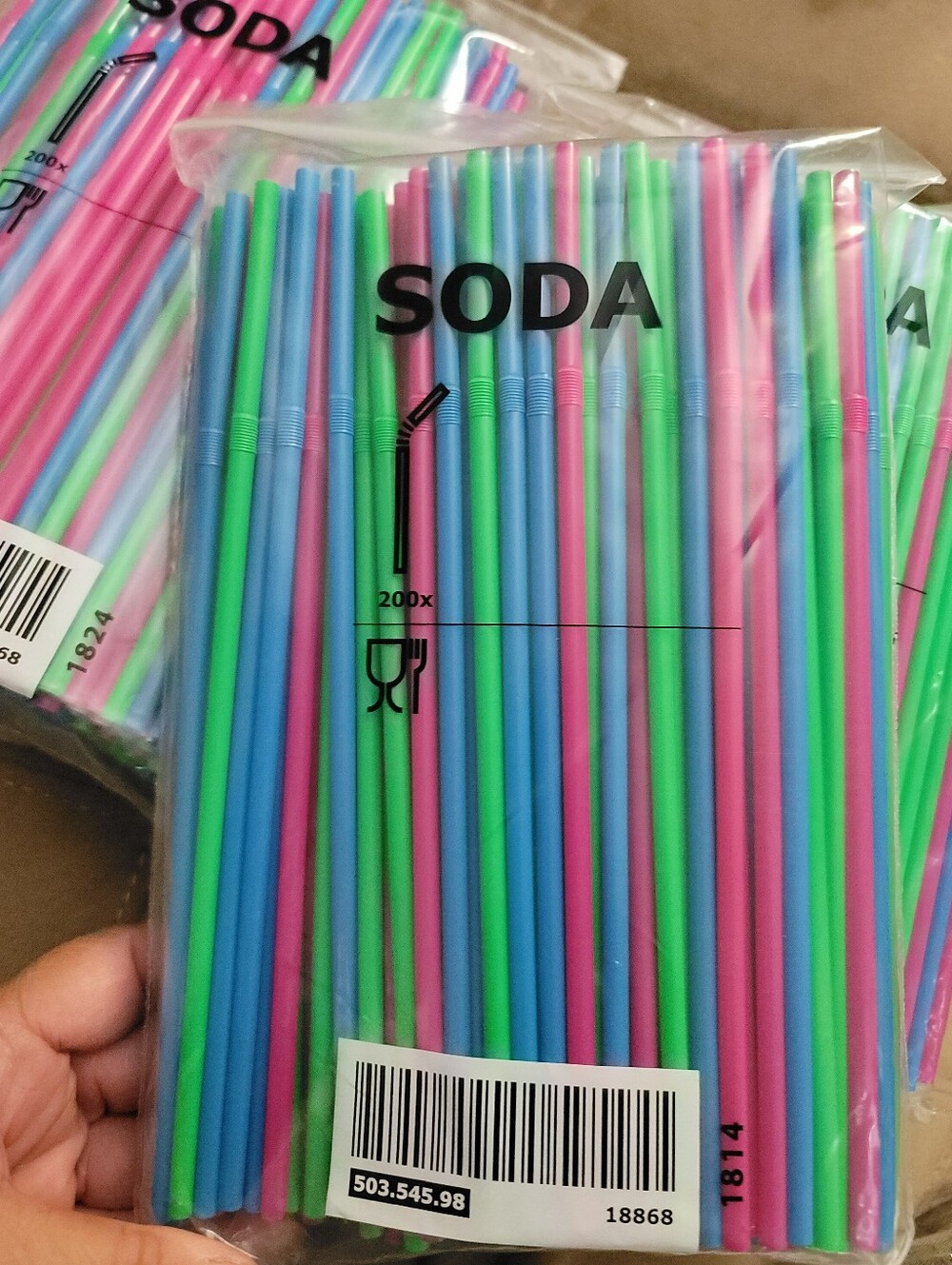 3 Packs of IKEA Bendable Straws 200 8.5" Blue Green Pink
